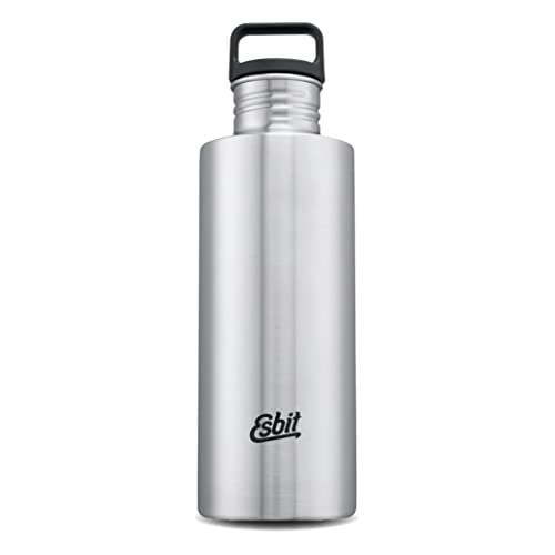 Esbit Trinkflasche Sculptor - Edelstahl Trinkflasche mit praktischem Loop Verschluss - 1000 ml in Silber von Esbit