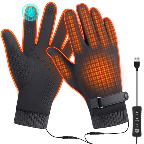 Eskood Warme Winterhandschuhe zum Radfahren, Laufen, Fahren, kaltes Wetter, Handschuhe für Herren und Damen (Grau, Einheitsgröße) von Eskood