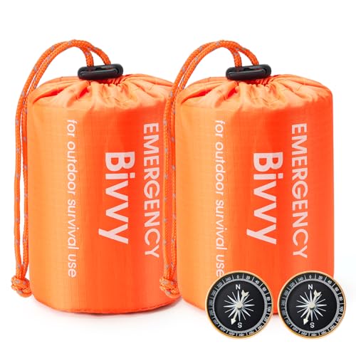 Esky Biwaksack, 2 Stück Notfall Schlafsack Biwaksäcke Wasserdicht Thermo Leicht Wasserdicht Überlebenssack Mit Pfeife und Kompass Ausrüstung Survival Ideal zum Zelten Wandern und Abenteuer Orange Esky Biwaksack, 2 Stück Notfall Schlafsack Biwaksäcke Wasserdicht Thermo Leicht Wasserdicht Überlebenssack Mit Pfeife und Kompass Ausrüstung Survival Ideal zum Zelten Wandern und Abenteuer Orange von Esky