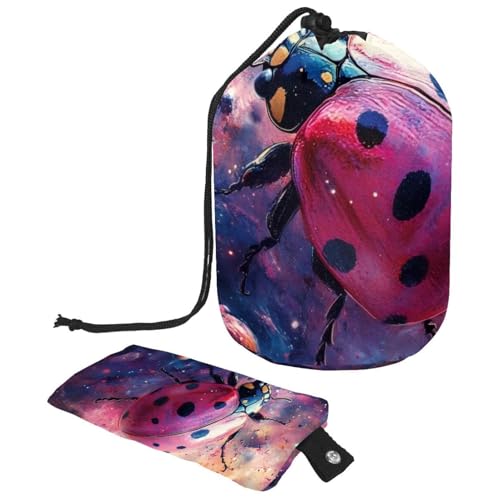 Eslifey Reise-Kosmetiktasche, Make-up-Tasche, multifunktionaler Kulturbeutel, runder Organizer, Aufbewahrungstasche, Katzenkirschen in der Galaxie, Mehrfarbig 6, 9.9x6.9in/25.2x17.6cm von Eslifey