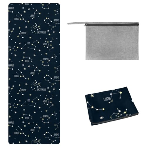 Eslifey Yoga-Handtuch, Sternbilder, rutschfest, schweißabsorbierend, für Hot Yoga, Pilates und Fitness, 185 x 68 cm von Eslifey