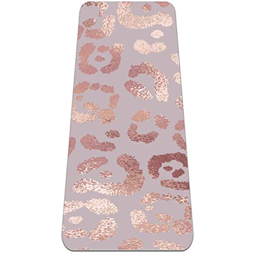 Eslifey Yoga-Matte mit Leopardenhaut, Roségold, elegante Textur, dick, rutschfest, für Damen und Mädchen, Trainingsmatte, weiche Pilates-Matten, (183 x 61 cm, 0,6 cm dick) von Eslifey