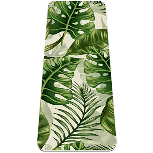 Eslifey Yogamatte mit Palmenblatt-Muster, dick, rutschfest, Yogamatte für Damen und Mädchen, Übungsmatte, weiche Pilates-Matten, 182,9 x 61 cm, 0,6 cm dick Eslifey Yogamatte mit Palmenblatt-Muster, dick, rutschfest, Yogamatte für Damen und Mädchen, Übungsmatte, weiche Pilates-Matten, 182,9 x 61 cm, 0,6 cm dick von Eslifey