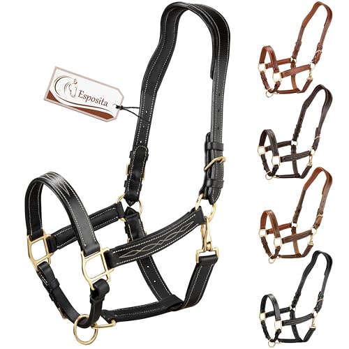 Esposita anatomisches Lederhalfter Deluxe Halfter aus Leder für Pferde Stallhalfter Pferdehalfter - Schwarz Pony Esposita anatomisches Lederhalfter Deluxe Halfter aus Leder für Pferde Stallhalfter Pferdehalfter - Schwarz Pony von Esposita