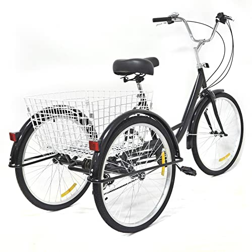 Ethedeal 8 Gänge 24 Zoll 3-Rad Dreirad Fahrrad für Erwachsene Seniorenrad mit Einkaufskor von Ethedeal