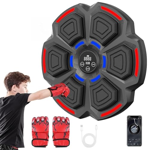 Euakee LED Music Boxing Machine Bluetooth Elektronische Boxmaschine mit Boxhandschuhen, Musik Box Maschine 9 Geschwindigkeitsmodi und Zählfunktion, Einfache Installation Euakee LED Music Boxing Machine Bluetooth Elektronische Boxmaschine mit Boxhandschuhen, Musik Box Maschine 9 Geschwindigkeitsmodi und Zählfunktion, Einfache Installation von Euakee