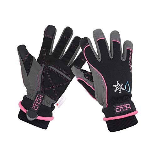 HLDD HANDLANDY wasserdichte & Winddichte Winterhandschuhe für Damen, Touchscreen Thermohandschuhe für kaltes Wetter, Ski Snowboard Arbeit Warme Handschuhe (L, Pink) von HLDD HANDLANDY