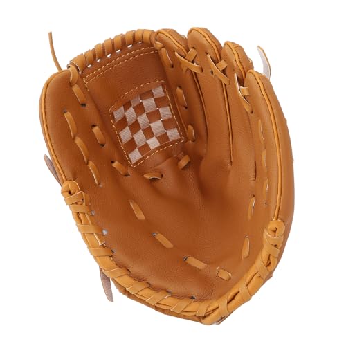 Professioneller Baseballhandschuh, Ergonomische Feldhandschuhe aus Weichem PU-Leder für Jugendliche und Erwachsene, Weichheit und Haltbarkeit, PU-Leder/PVC (Brown) von Eujgoov