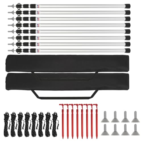 Eulenke Zeltstangen 8er-Set, Zeltstangen Teleskop für Camping,Zeltstangen Alu Verstellbares von 87.5cm bis 234.5cm,Zeltstange mit 3 Segmenten,Teleskopstange für Zelte Tarp mit Aufbewahrungstasche von Eulenke