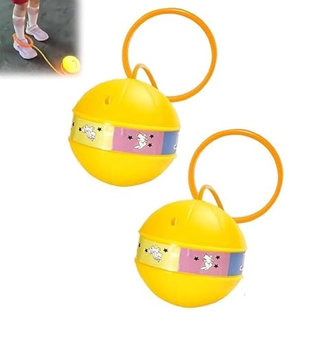 Eunmsi Goodwillbrave Glowing Bouncing Ball, Goodwillbrave Bouncing Ball,Skip Ball Ankle Toy,Glowing Bouncing Ball, Balance Ball Jump,Ankle Skip Ball for Kids Training (2 pcs-Yellow) von Eunmsi