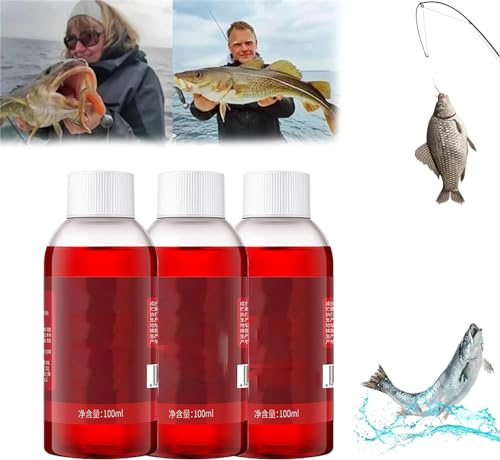 Red 40 Fishing Liquid, Red Ink Fishing, 100ml Red Worm Scent Fish Attractants for Baits, Strong Fish Attractant Concentrated Red Worm Liquid Bait, Fish Lures Bait Attractant Enhancer (3PCS) von Eunmsi