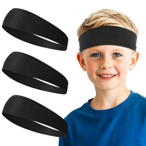 3 Stück Schwarzes Schweißband Stirnband Jungen, Headbandz Kühlendes Stirnband, Weiches, Atmungsaktives Baseball-Stirnband, Sport-Stirnband Für Fußball, Laufen, Basketball, Tennis 3 Stück Schwarzes Schweißband Stirnband Jungen, Headbandz Kühlendes Stirnband, Weiches, Atmungsaktives Baseball-Stirnband, Sport-Stirnband Für Fußball, Laufen, Basketball, Tennis von EupHHonycs