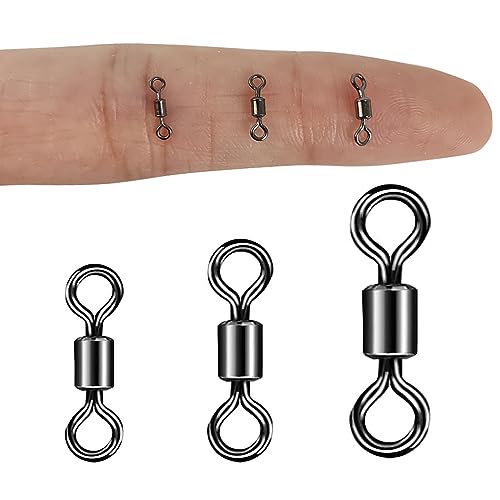 EUPHENG 50/60 Stück Mikro-Wirbel zum Fliegenfischen, hochfeste kleine rollende Barrelwirbel mit schwarzer Nickel-Beschichtung, Fliegenfischzubehör zur Reduzierung von Schnurverdrehungen von 4,5 kg - EUPHENG 50/60 Stück Mikro-Wirbel zum Fliegenfischen, hochfeste kleine rollende Barrelwirbel mit schwarzer Nickel-Beschichtung, Fliegenfischzubehör zur Reduzierung von Schnurverdrehungen von 4,5 kg - von Eupheng