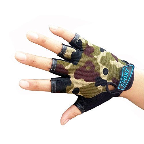 Fingerlose Handschuhe Kinder Jugen Fahrradhandschuhe Bike Tarnhandschuhe Camo Camouflage Tarnung Fäustlinge Halbfinger Jagdhandschuhe Outdoor Sport 3-10 Jahren von EurHouse