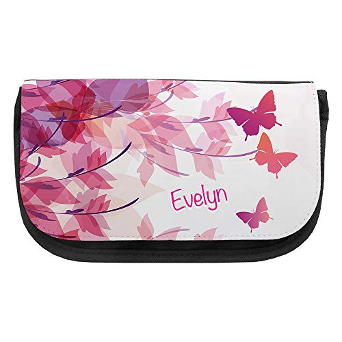 Kosmetiktasche mit Namen Evelyn und Schmetterling-Motiv | Schminktasche | Viele Vornamen zur Auswahl von Eurofoto