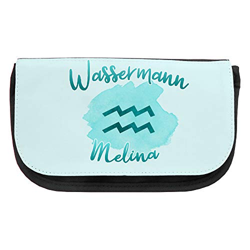 Kosmetiktasche mit Namen Melina und Sternzeichen-Motiv Wassermann | Schminktasche | Viele Vornamen zur Auswahl von Eurofoto