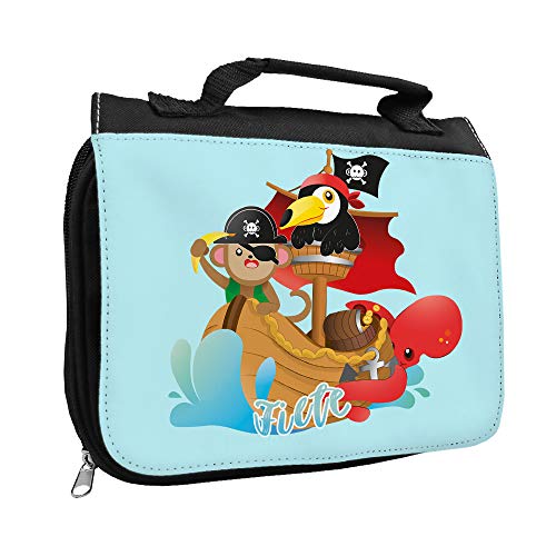 Kulturbeutel mit Namen Fiete und Tier Piraten-Motiv | Kulturtasche mit Vornamen | Waschtasche für Kinder Kulturbeutel mit Namen Fiete und Tier Piraten-Motiv | Kulturtasche mit Vornamen | Waschtasche für Kinder von Eurofoto