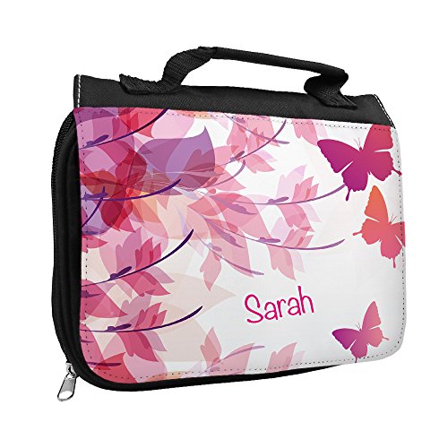 Kulturbeutel mit Namen Sarah und Motiv mit Schmetterlingen für Mädchen | Kulturtasche mit Vornamen | Waschtasche für Kinder Kulturbeutel mit Namen Sarah und Motiv mit Schmetterlingen für Mädchen | Kulturtasche mit Vornamen | Waschtasche für Kinder von Eurofoto