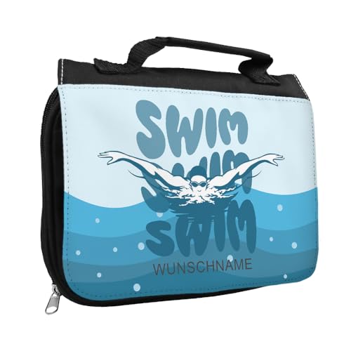 Kulturbeutel mit Namen und Motiv mit Schwimmen | Kulturtasche mit Hobby personalisiert Kulturbeutel mit Namen und Motiv mit Schwimmen | Kulturtasche mit Hobby personalisiert von Eurofoto