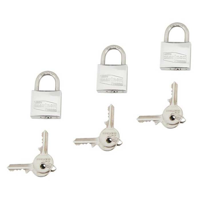 Euromarine 30 Mm Padlock Set 3 Units Silber von Euromarine