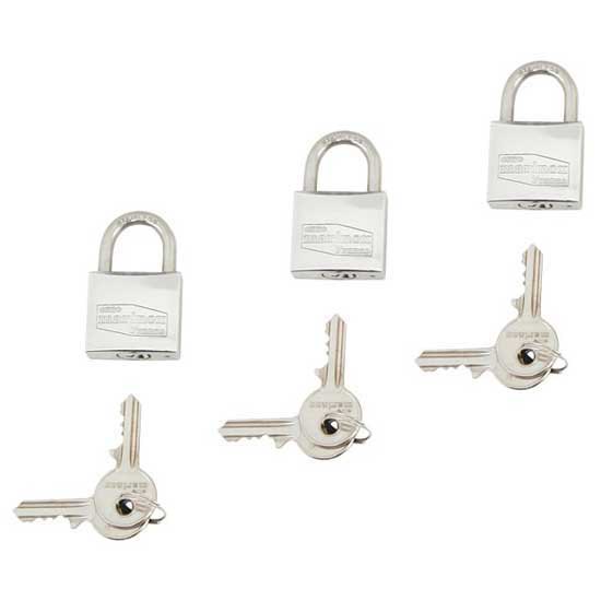 Euromarine 40 Mm Padlock Set 3 Units Silber von Euromarine