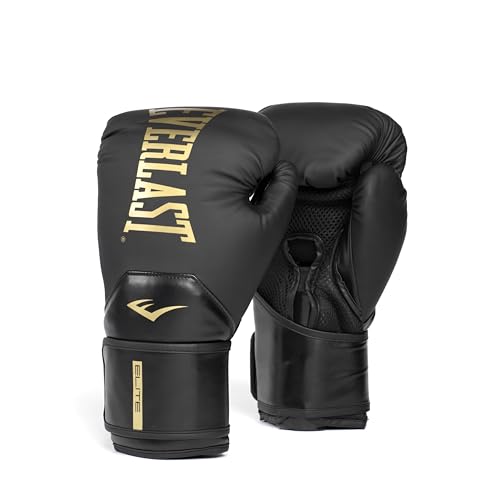 Everlast Elite 2 Box-Trainingshandschuhe, Schwarz/Gold, 283,5 g von Everlast