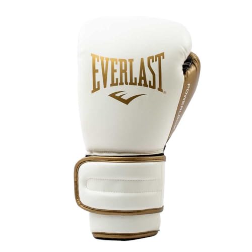 Everlast Powerlock2 Boxing Gloves White/Gold 14oz - Enhanced Performance and Style. Ideal Training Gloves for Boxing von Everlast