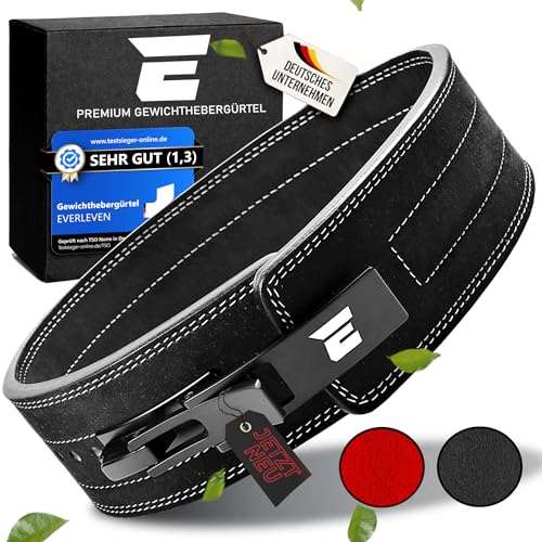 EVERLEVEN Premium Echtleder Gewichthebergürtel, Gewichthebergürtel für Herren und Damen, Weightlifting Belt, Fitness Gym Gürtel Bodybuilding Kraftsport Lifting Belt - Größe S/M von Everleven