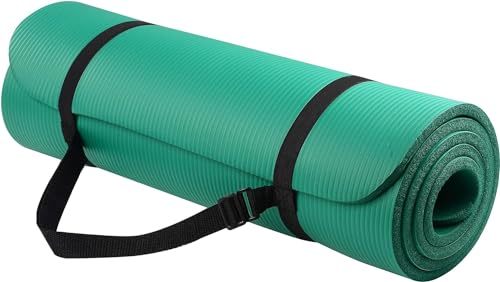 BalanceFrom Everyday Essentials 1/2-Inch Extra Thick High Density Anti-Tear Exercise Yoga Mat with Carrying Strap, Green von Signature Fitness