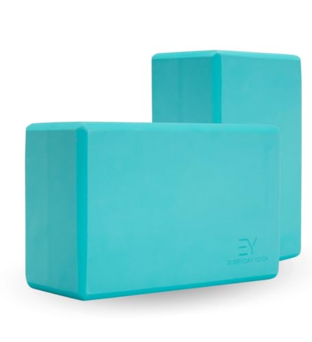 Everyday Yoga Schaumstoffblock und Yoga-Gurt-Set, weiche, rutschfeste Oberfläche für Stabilität, Aqua, 7,6 cm von Everyday Yoga