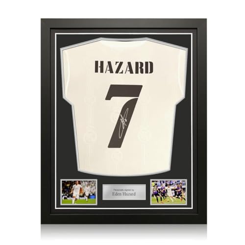 Exclusive Memorabilia Von Eden Hazard signiertes Trikot von Real Madrid. Gerahmt von Exclusive Memorabilia