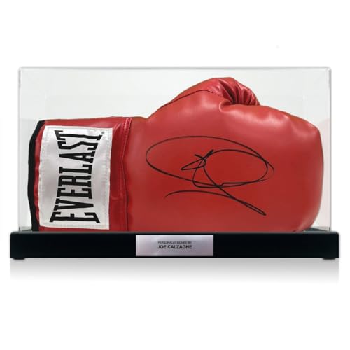 Exclusive Memorabilia Von Joe Calzaghe signierter roter Boxhandschuh. Vitrine mit Plakette von Exclusive Memorabilia