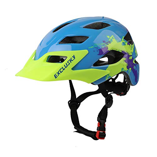 Exclusky Fahrradhelm Kinder Jungen, Kinder Fahrradhelm Mädchen für BMX Helm Kinder Radhelm Skaterhelm Verstellbar Kinderhelm Kinderfahrradhelm Fahrrad Helm Kind 50-57CM (ab 5-13 Jahre) von Exclusky