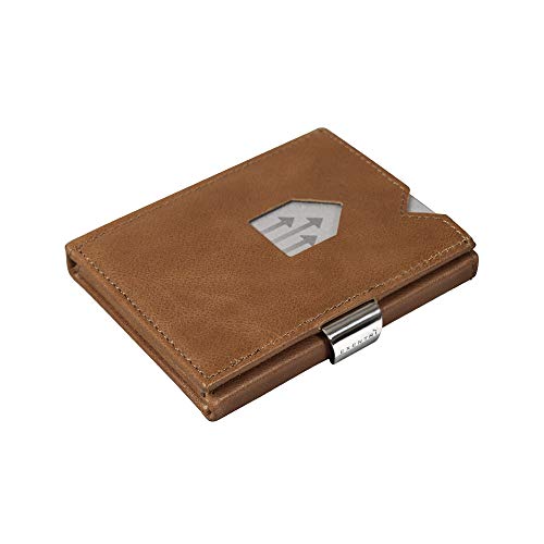 EXENTRI Leder Dreifachgefaltete Brieftasche - RFID-Schutz mit Verschlussclip aus Edelstahl von EXENTRI