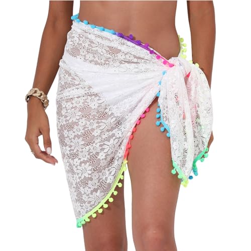 Exingk Sarong-Badeanzug mit Quasten für Damen, Strand-Binderock, sexy, durchsichtiger Schal, Badeanzug, Unterteil von Exingk