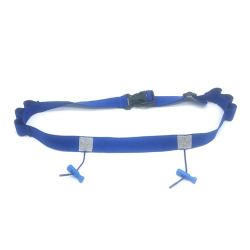Laufnummerngürtel mit elastischer Gelschlaufe und reflektierendem Streifen für Läufer, Radfahrer, Triathleten, blau von Exingk