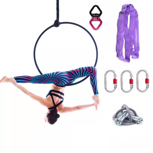 Aerial Hoop Ring Zirkusrad 1 Punkt Aufhängung - komplettes Set - Durchmesser 80 bis 110cm - Aerial Ring für Luftakrobatik Fitness,80cm von ExoticaBlend