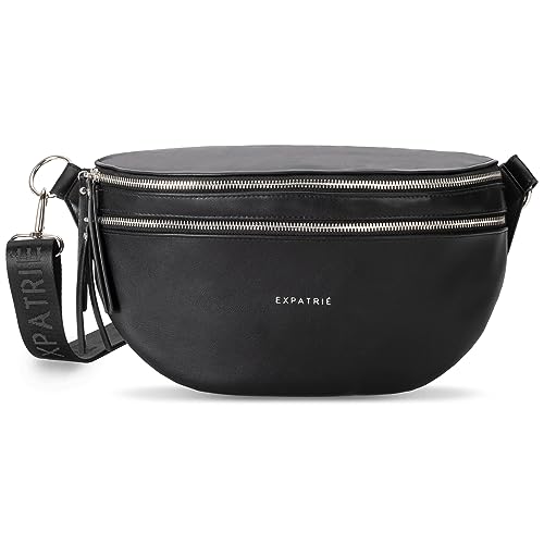 Expatrié Bauchtasche Damen Schwarz - Alice Large - Gürteltasche für Festival, Reisen & Alltag aus Veganem Leder - Brusttasche Stylisch - Wasserabweisend Expatrié Bauchtasche Damen Schwarz - Alice Large - Gürteltasche für Festival, Reisen & Alltag aus Veganem Leder - Brusttasche Stylisch - Wasserabweisend von Expatrié