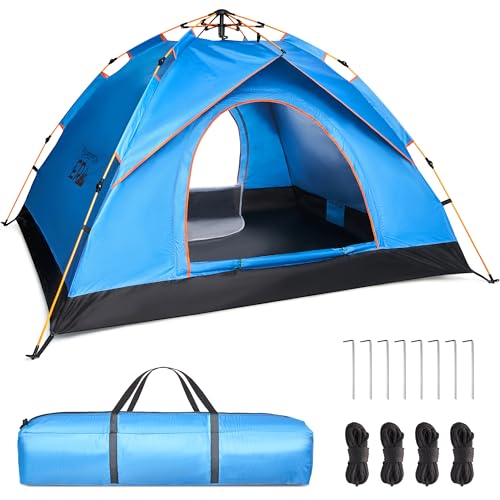 Zelt 2-3 Personen - Wurfzelt wasserdichte - Pop Up Strandmuschel - Familienzelt Tent - Feldbett Für Camping - Dachzelt für Outdoor Sport - Picknick Wandern Reisen (Blau) von ExpeditionEra