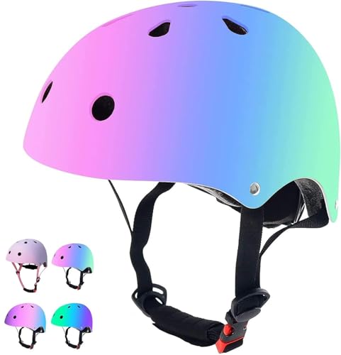 Knights-Helm, Verstellbarer Kinder-Fahrradhelm for Mädchen und Jungen, Kleinkinder, Schutzhelme for Kinder mit Farbverlauf, Verstellbarer Multisport-Helm, Helm for Jungen und Mädchen von 3–18(03#,M) von Explcior