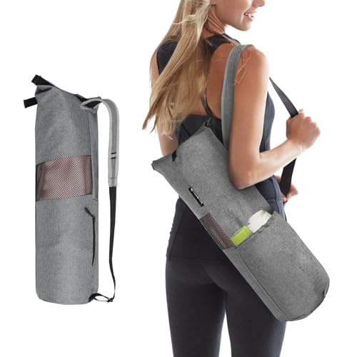 Explore Land Oxford Aufbewahrungstasche für Yogamatten mit atmungsaktivem Netzfenster und großen Taschen (passend für 1,27 cm Yogamatte, Gray01) von Explore Land