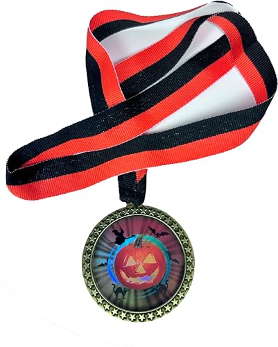 1 Packung Goldfarbene 5,7 cm Halloween-Kürbis-Medaille mit orangefarbenen und schwarzen Halsbändern, Medaillen, Jack-O-Lantern Award Trophäe, Awards Trophäen 478 1 Packung Goldfarbene 5,7 cm Halloween-Kürbis-Medaille mit orangefarbenen und schwarzen Halsbändern, Medaillen, Jack-O-Lantern Award Trophäe, Awards Trophäen 478 von Express Medals