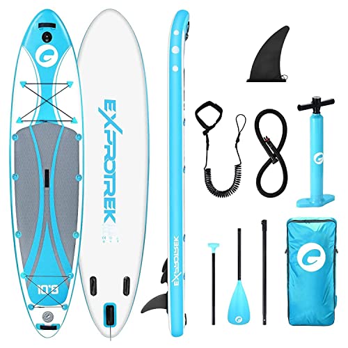 Exprotrek Stand Up Paddling Board, aufblasbares SUP Board, Stand Up Paddle Board Set, 6 Zoll dick für alle Schwierigkeitsgrade mit Aluminiumpaddel,und komplettem Zubehör (200KG MAX) von Exprotrek