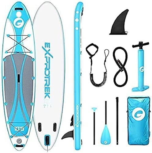 Exprotrek Stand Up Paddling Board, aufblasbares SUP Board, Stand Up Paddle Board Set, 6 Zoll dick für alle Schwierigkeitsgrade mit Aluminiumpaddel und komplettem Zubehör von Exprotrek