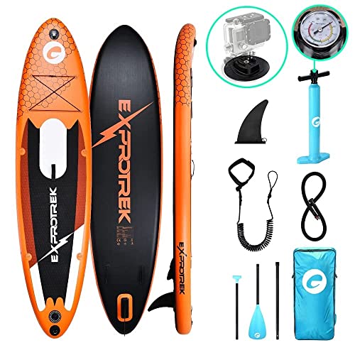 Exprotrek Stand Up Paddling Board, aufblasbares SUP Board, Stand Up Paddle Board Set, 6 Zoll dick für alle Schwierigkeitsgrade 150KG MAX Orange von Exprotrek