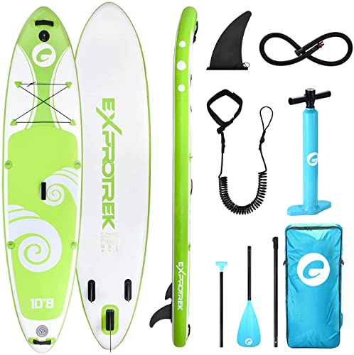 Exprotrek Stand Up Paddling Board, aufblasbares SUP Board, Stand Up Paddle Board Set, 6 Zoll dick für mit Paddel und komplettem Zubehör (2 Personen,200KG MAX), Green-wave von Exprotrek