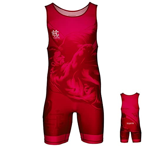 Extreme Hobby Kinder Wrestling Trikot Wrestling, Leotard Singlet Vest Kids Bodysuit Atmungsaktiver Material, Ringer Trikot, Rot, 164, 169 von Extreme Hobby