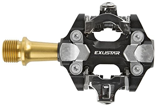 Exustar E-PM222Ti Klickpedal, CNC-aluminiumkörper Und Cnc-6a4v-titanium-achse, Industriekugellager Und Selbstschmierendes Nadellager, schwarz, One Size von Exustar