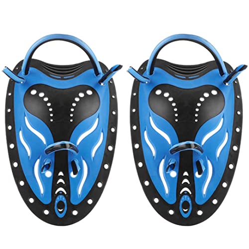 1pair Schwimmpaddel Power Hand Paddles Schwimmhändladdel Schwimmtrainingswerkzeuge für Männer Frauen l blau von Eyccier