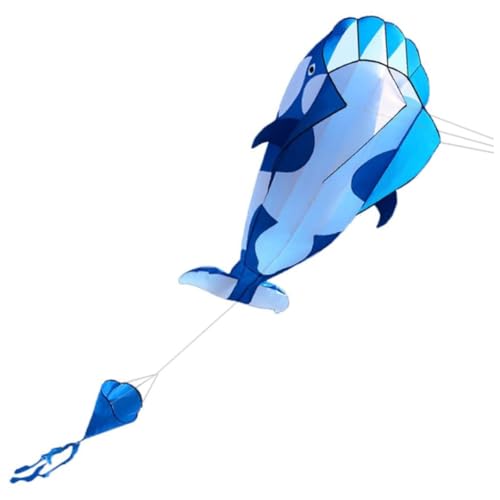 3D Frameless Kite weicher Parafoil Riesenwal Großer Strand Kite Kinder Kinder lustige Spielzeug Blau Weiß. von Eyccier